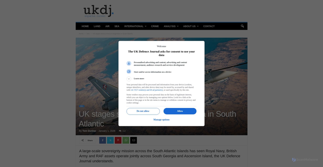 Security scan screenshot of https://ukdefencejournal.org.uk/uk-stages-show-of-force-to-argentina-in-south-atlantic/