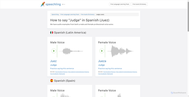 Security scan screenshot of https://speechling.com/how-to/how-to-say-judge-in-spanish-2154