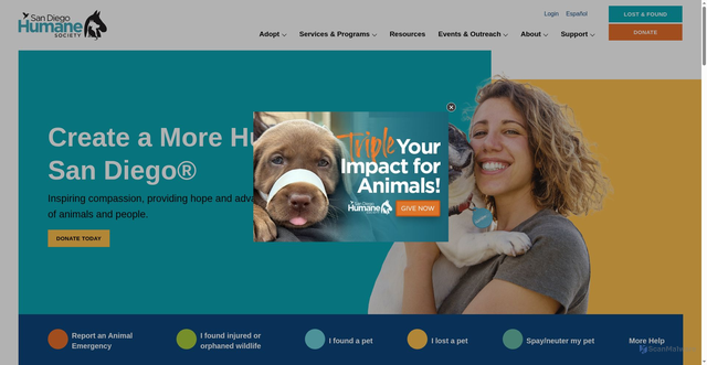 Security scan screenshot of https://sdhumane.org/