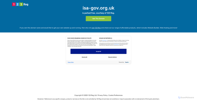 Security scan screenshot of http://www.isa-gov.org.uk/