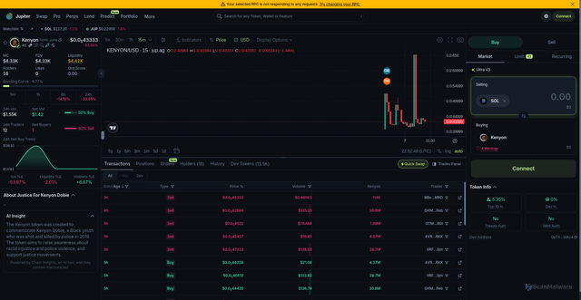 Security scan screenshot of https://jup.ag/tokens/FuYM8EV4AtpVTPfMik8uNX4zsLWLCUwqtrfbwUgfpump