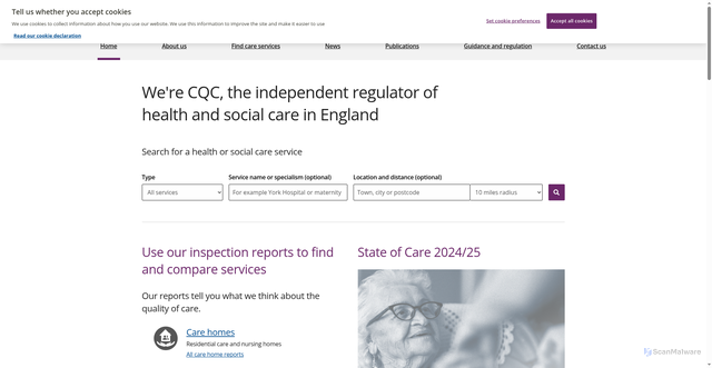 Security scan screenshot of https://www.cqc.org.uk/