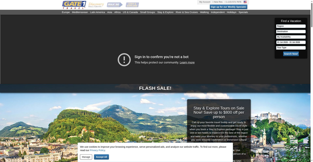 Security scan screenshot of https://www.gate1travel.com/