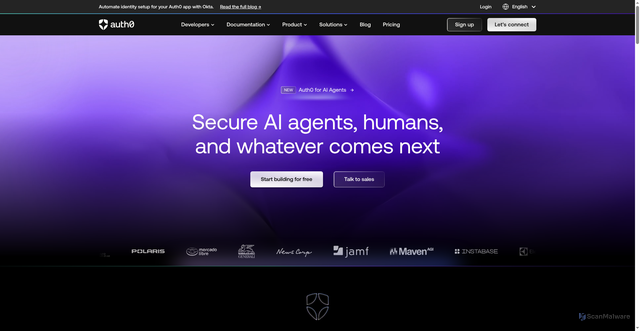 Security scan screenshot of https://harvey-ai.us.auth0.com