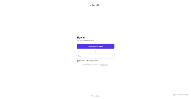 Security scan screenshot of https://account.mintandlily.com