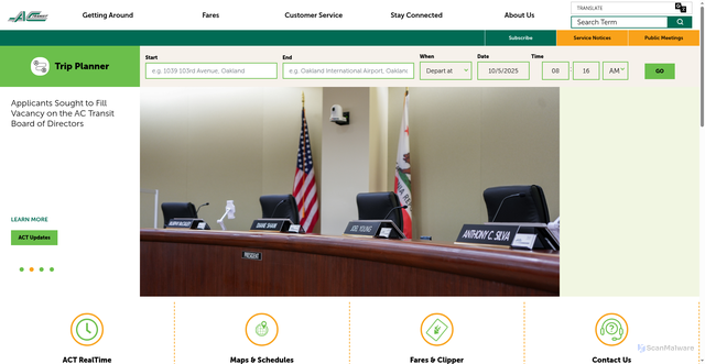Security scan screenshot of https://www.actransit.org/