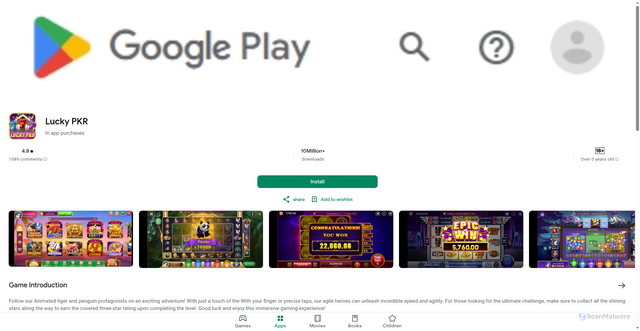 Security scan screenshot of https://luckypkrfbywd.com/