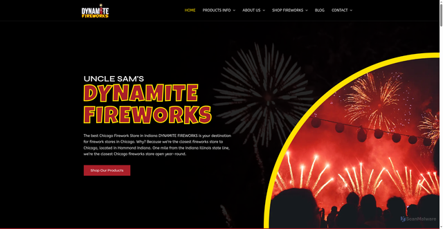 Security scan screenshot of https://dynamitefireworks.com/