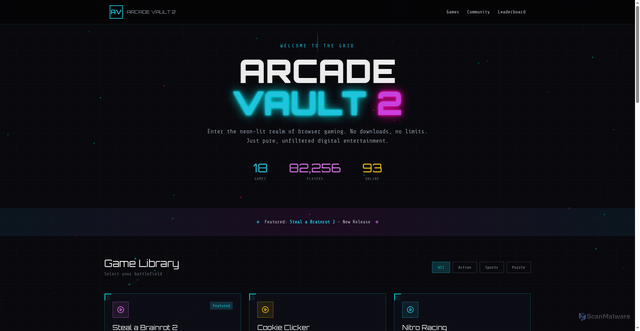Security scan screenshot of https://arcade-vault2-5gfevy3vxx.edgeone.app/