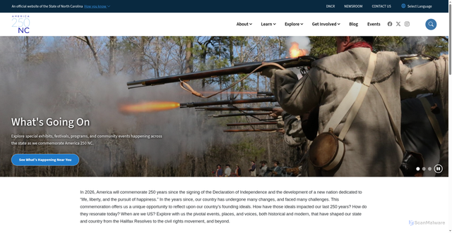 Security scan screenshot of https://www.america250.nc.gov/