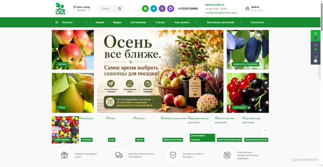 Security scan screenshot of https://plodopitomnik-sad.ru