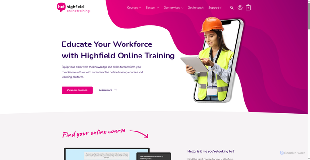 Security scan screenshot of https://highfieldelearning.com