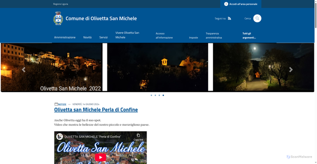 Security scan screenshot of https://www.comune.olivettasanmichele.im.it/
