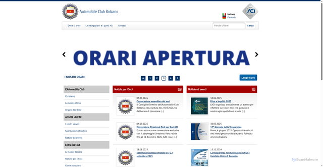 Security scan screenshot of https://bolzano.aci.it/