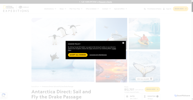 Security scan screenshot of https://www.expeditions.com/expeditions/antarctica-direct-sail-and-fly-the-drake-passage