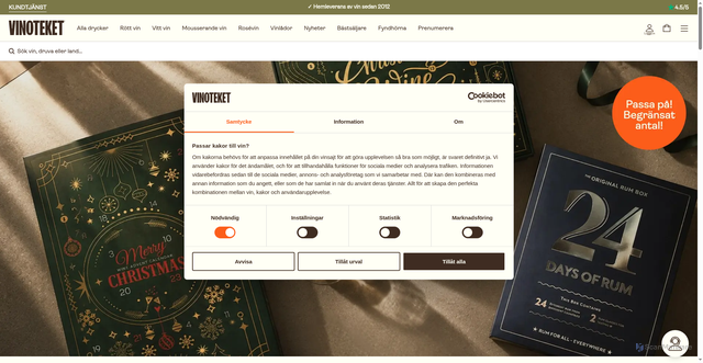 Security scan screenshot of https://vinoteket.se