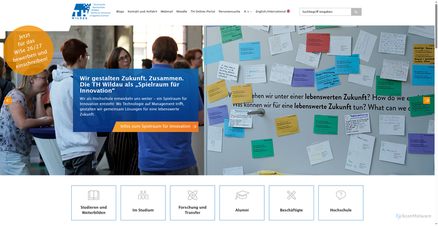 Security scan screenshot of https://th-wildau.de