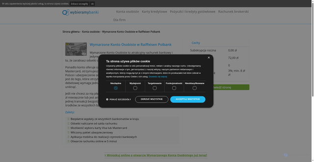 Security scan screenshot of https://wybieramybanki.pl/konta-osobiste/wymarzone-konto-osobiste-w-raiffeisen-polbank/