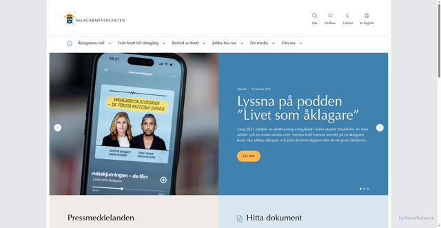 Security scan screenshot of https://www.aklagare.se/