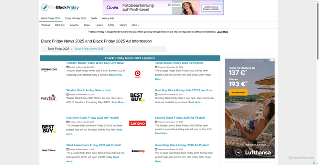 Security scan screenshot of https://www.theblackfriday.com/black-friday-news.shtml