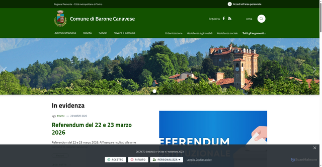Security scan screenshot of https://www.comune.barone.to.it