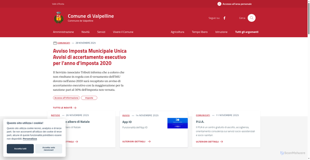 Security scan screenshot of https://www.comune.valpelline.ao.it/