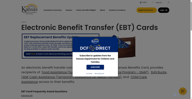 Security scan screenshot of https://www.dcf.ks.gov/Pages/EBT-Online.aspx
