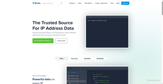 Security scan screenshot of https://ipinfo.io/