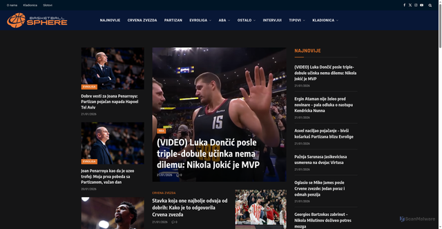 Security scan screenshot of https://basketballsphere.com