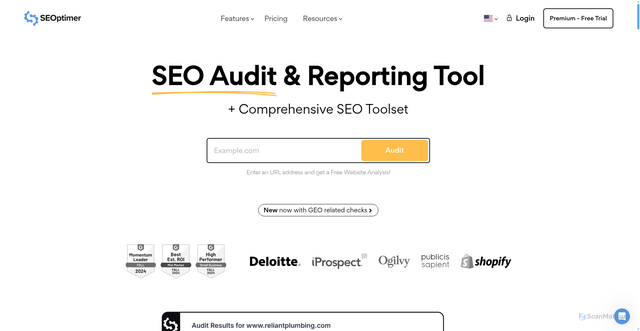 Security scan screenshot of https://www.seoptimer.com/
