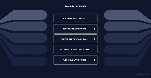 Security scan screenshot of https://restaurar-nflx.com/