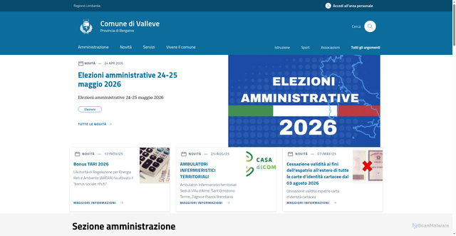 Security scan screenshot of https://www.comune.valleve.bg.it