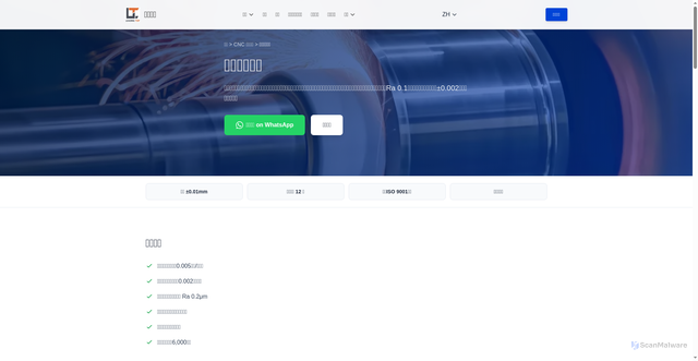 Security scan screenshot of https://leadingtopunion.com/zh/cnc-machining/precision-grinding.html