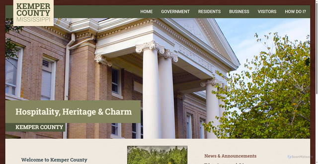 Security scan screenshot of https://kempercountyms.gov/