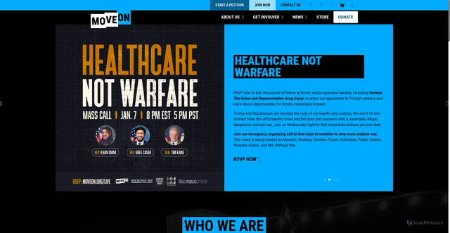 Security scan screenshot of https://moveon.org