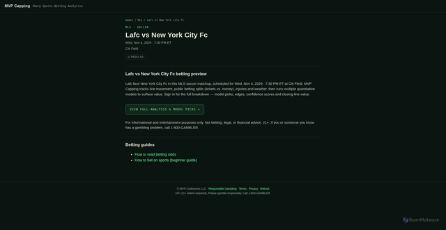 Security scan screenshot of https://www.mvpcapping.com/events/lafc-vs-new-york-city-fc-mls-2026-11-05-267afdc8-7fac-4f4b-86ac-21004fa54360