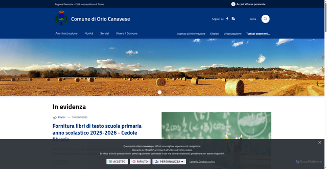 Security scan screenshot of https://www.comune.oriocanavese.to.it/it-it/home