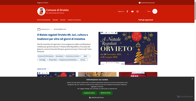Security scan screenshot of https://www.comune.orvieto.tr.it/it