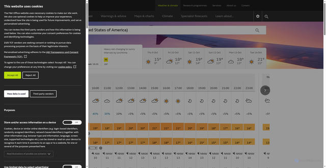 Security scan screenshot of https://weather.metoffice.gov.uk/forecast/dr5reg58f