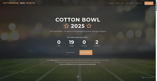 Security scan screenshot of https://www.arlingtonbowl2025.com/