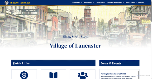 Security scan screenshot of https://lancastervillageny.gov/