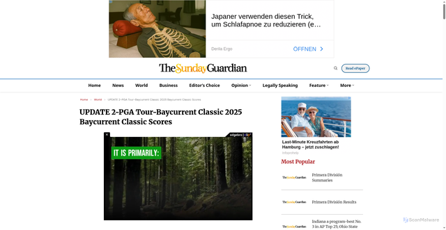 Security scan screenshot of https://sundayguardianlive.com/world/update-2-pga-tour-baycurrent-classic-2025-baycurrent-classic-scores-155764/