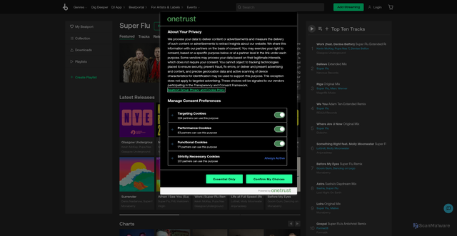 Security scan screenshot of https://www.beatport.com/artist/super-flu/17319?srsltid=AfmBOoqyptlB2eT1XR1oM10NkE5EFhroIAg6TLUM-Pd-dH76sMAFkcc1