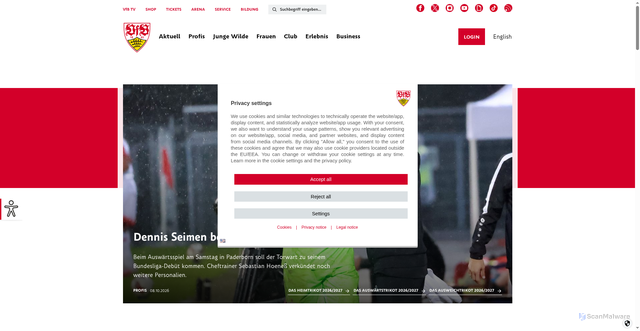 Security scan screenshot of https://vfb.de