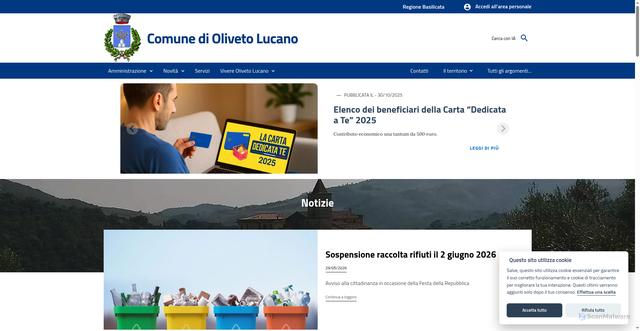 Security scan screenshot of https://www.comune.olivetolucano.mt.it
