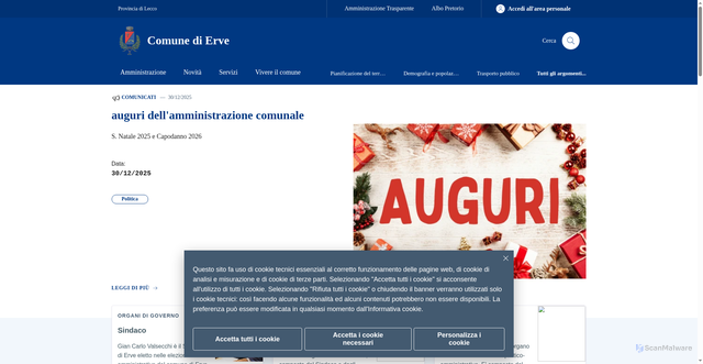Security scan screenshot of https://www.comune.erve.lc.it/
