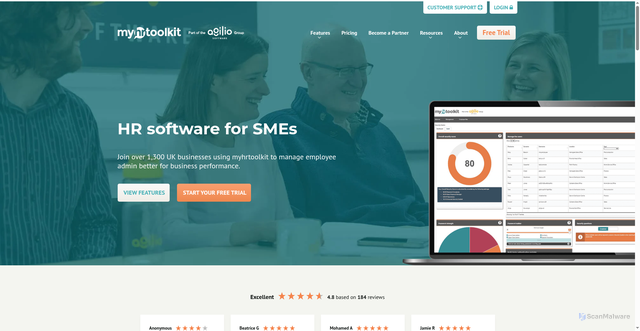 Security scan screenshot of https://myhrtoolkit.com