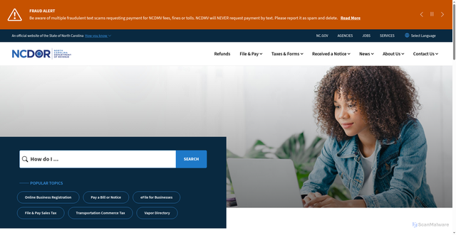 Security scan screenshot of https://www.ncdor.gov/