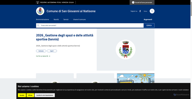 Security scan screenshot of https://www.comune.sangiovannialnatisone.ud.it/