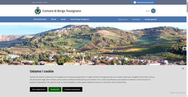 Security scan screenshot of https://www.comune.borgotossignano.bo.it/